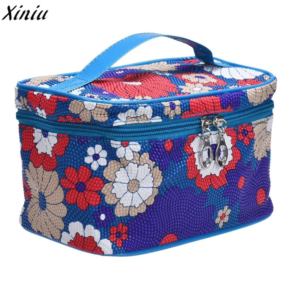 Square Sunflower Zipper Cosmetic bag Toiletry bag kits Storage Travel