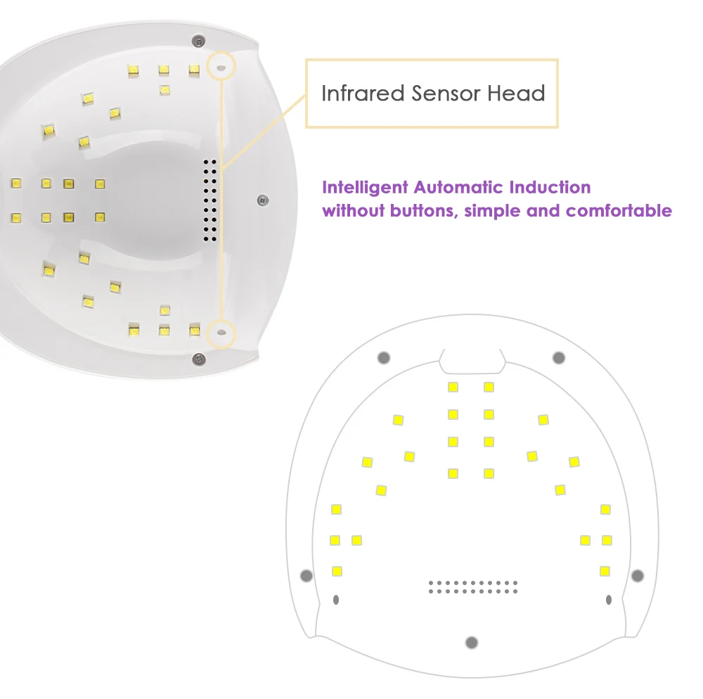 Dmoley 52 Вт УФ-лампа 24 шт. светодиодная Сушилка для ногтей лампа для ногтей с кнопками 30 s/60 s/90 s/120 s двойная идеальная Сушилка для ногтей