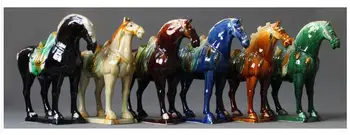 

21*21*7CM crafts decor Tang Ma six ceramic horse ornaments Home Furnishing craft gift horse new gift money immediately