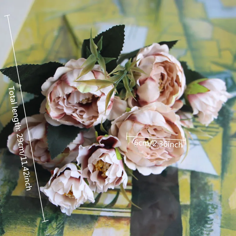 Шелк мини-пион 8 бутоны искусственных цветов европейский стиль поддельные свадебные цветочные украшение букетов для дома отельный настольный аксессуары