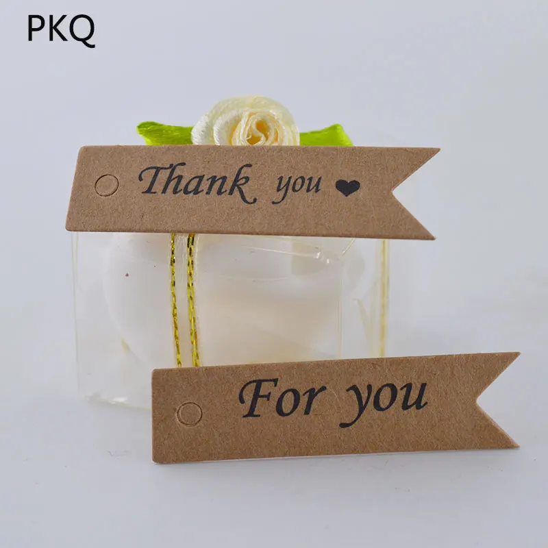 

100pcs Handmade with love Hang Tag Kraft Paper Thank You Gift Tag Label For Wedding Gift Happy Birthday Best Wishes Tag for you
