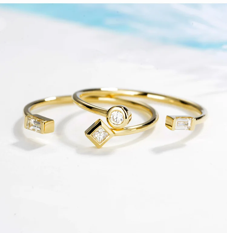 

High Quality Gold Color Ring Mini Slender Zircon Love Open Rings For Women Fashion Jewelry(DJ1292)
