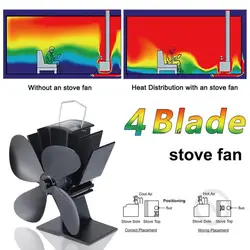 (Корабль от DE) вентилятор печи высокой эффективности прочный эко дружелюбный приведенный в действие теплом 4 лопастей вентилятор печи для