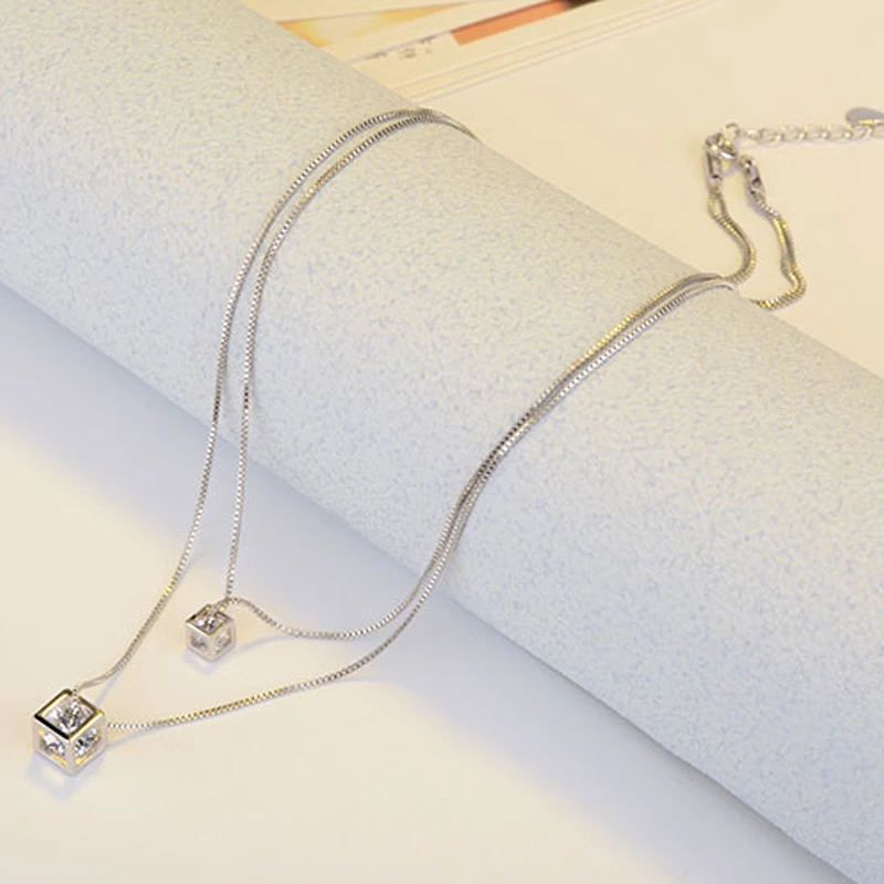 double line silver necklaces jewelry (1)