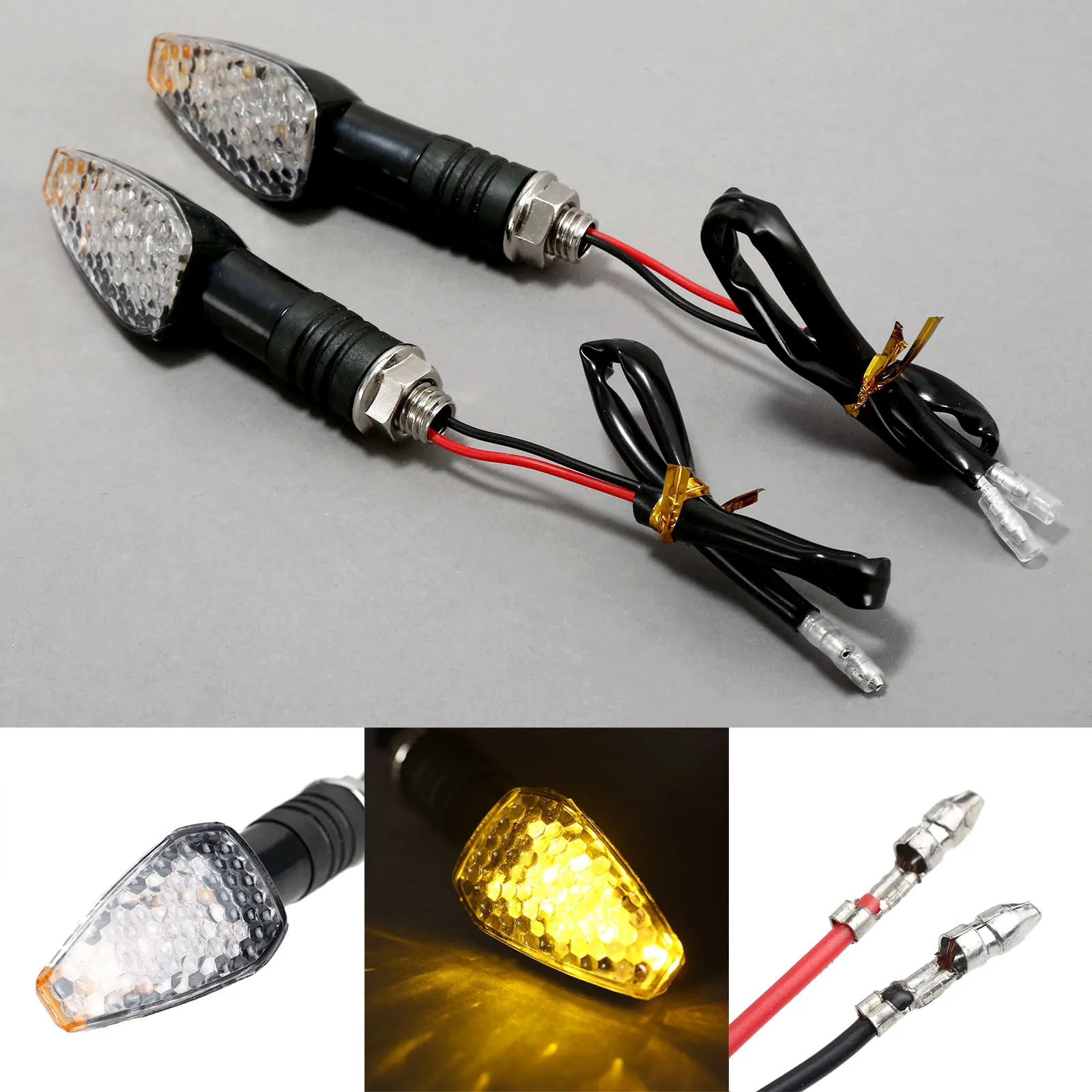 

2Pcs Amber Light Motorcycle Led Turn Singal Indicator Lights Lamp Universal Flashers Blinkers For Honda Yamaha Ducati KTM