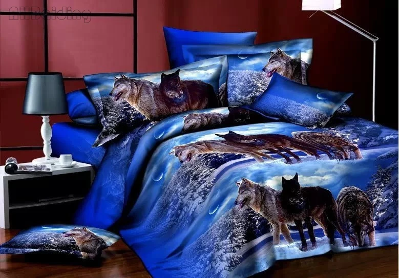 

Home Textile 2019 Hot 3d Bedding Sets Snow Wolf Printed Bed Cover Duvet Cover Bed Linen Bed Sheet Pillow Case 4pcs Queen Size