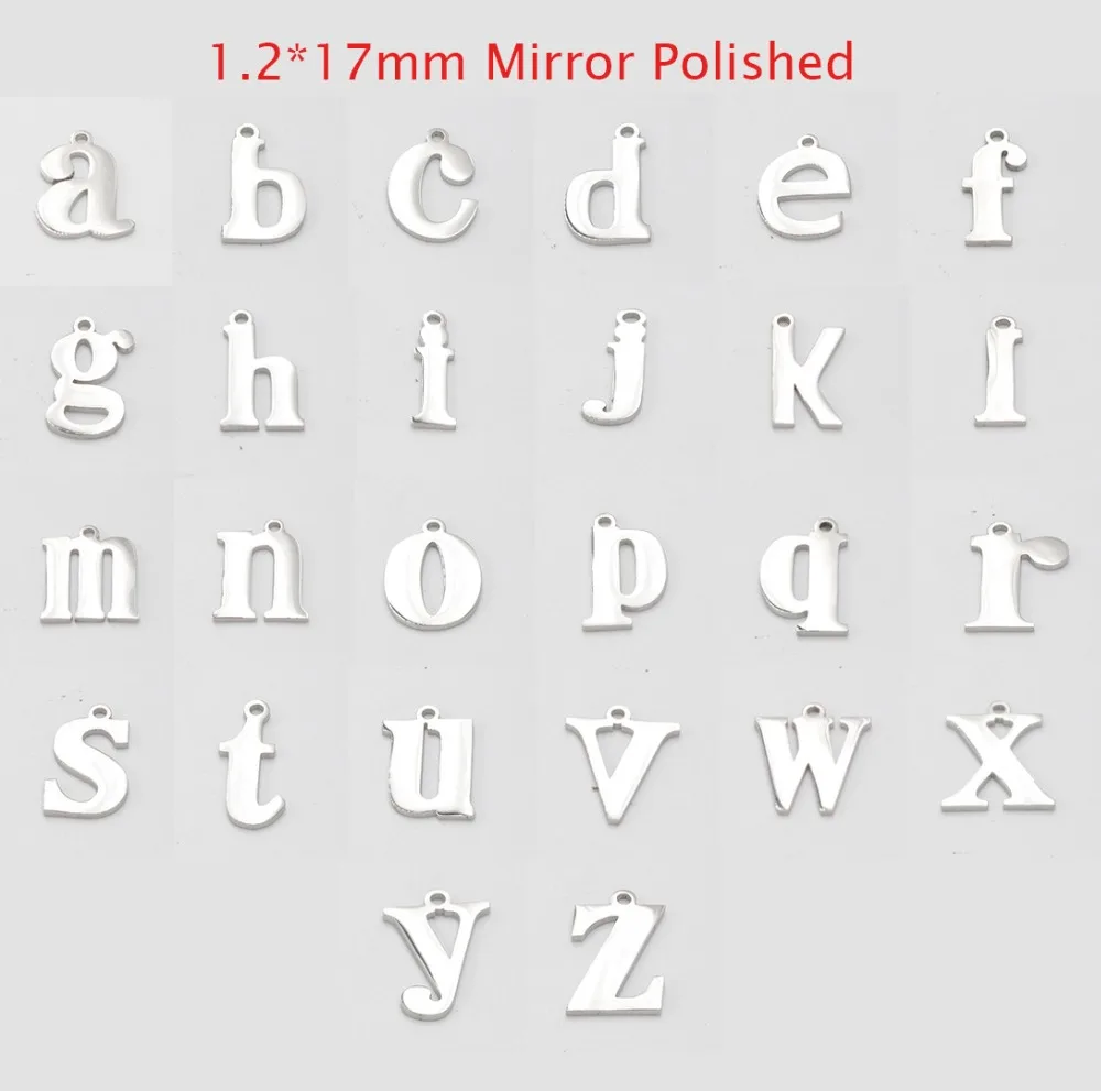 

(10Pcs) Initial Letter Pendant Charms Stainless Steel Mirror Polished Stample Letter Charms For Name Couple Bracelet Necklace