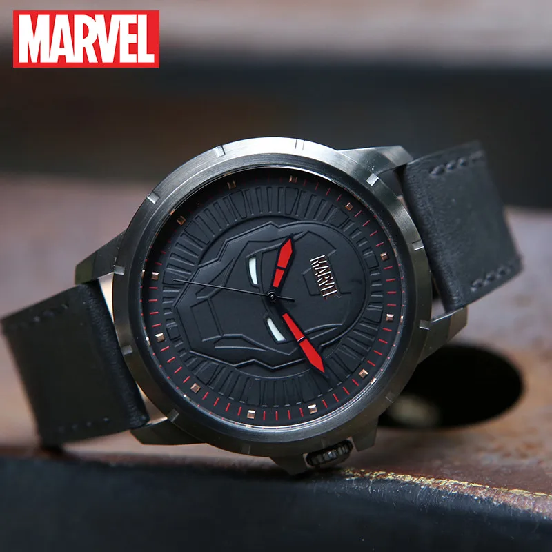 

Disney OFFICIAL authorize original Marvel Avengers Iron mann QUARTZ WATCH Waterproof MEN Watches LEATHER Male Luxury M-9020