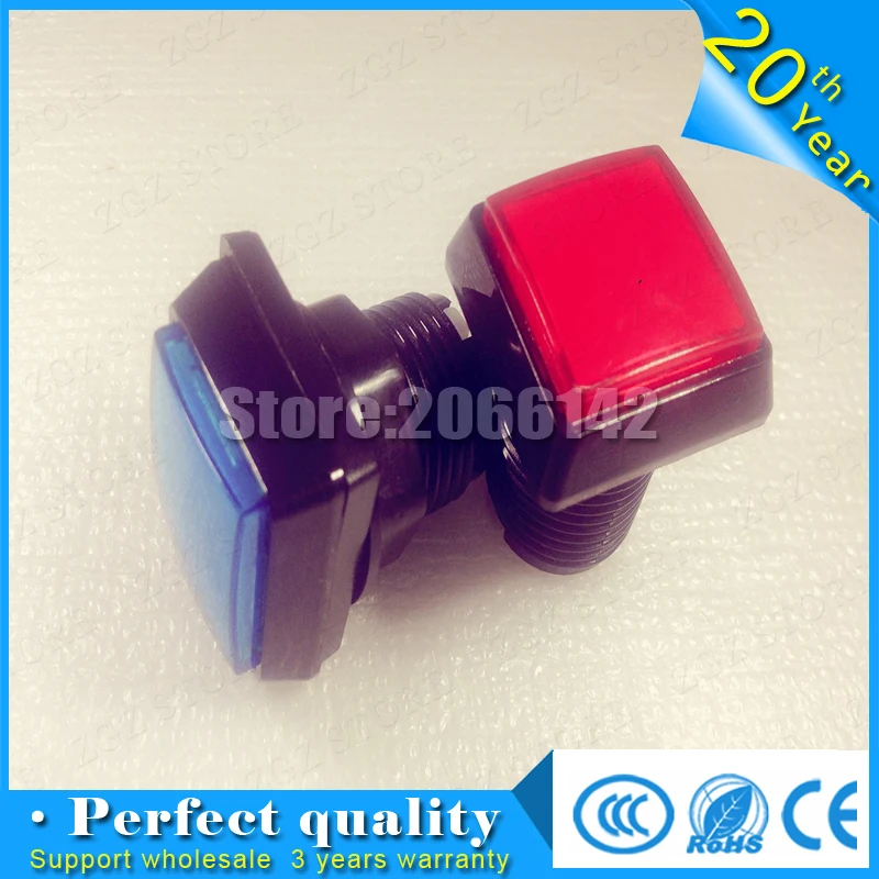 

free shipping square 33x33 illuminated 12v LED Arcade Push Button with microswitch 5 colors available 33x50mm