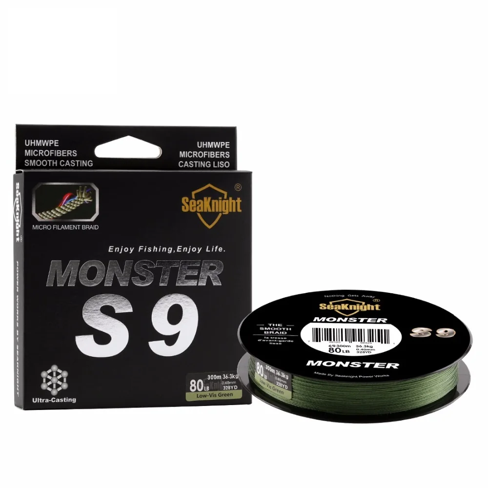 SeaKnight Monster S9 300 м плетеные рыболовные лески S спиральные Braide Tech. 9 нитей