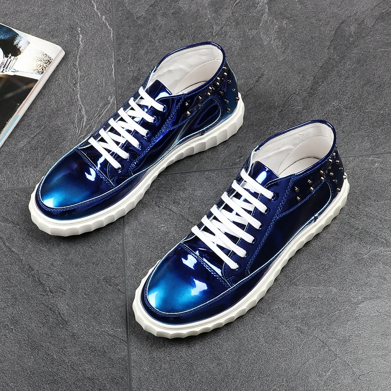 CuddlyIIPanda 2019 Men Fashion Sneakers British Style Rivets High Top Causal Smoking Slippers Luxury Loafers Dress Shoes | Обувь