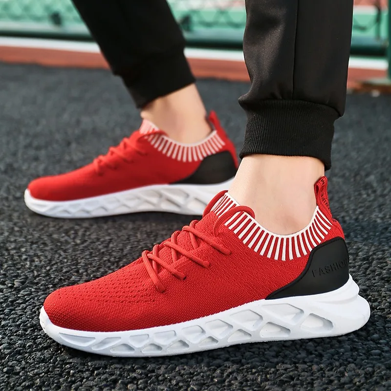 

2019 summer new mesh shoes men's casual breathable lace up sneaker shoes