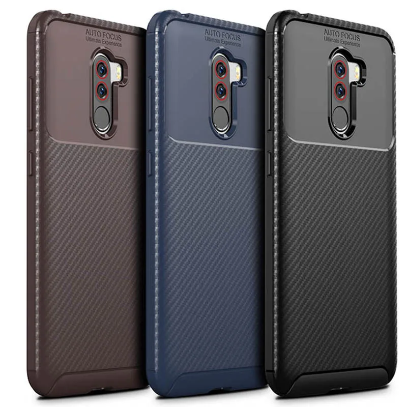 For Xiaomi PocoPhone F1 Case Cover Luxury Shockproof Carbon High Quality Soft TPU Silicone Back Funda | Мобильные телефоны и