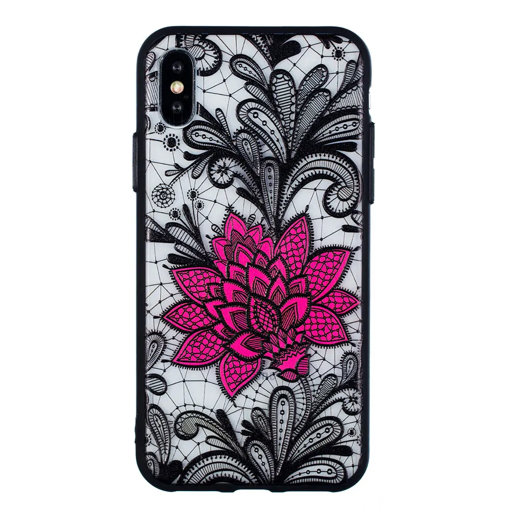 A-JONSNOW Floral Case for Apple iPhone 7 6 S 6S 8 Plus X Emboss Rose Lace Fashion Phone Protective Back Cover for iPhone 5 5S SE