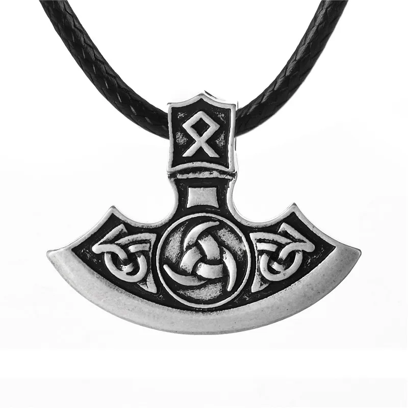 5 шт. Norse Viking Axe Amulet Необычные плетеные треугольные руны тройной Рог Odin талисманы