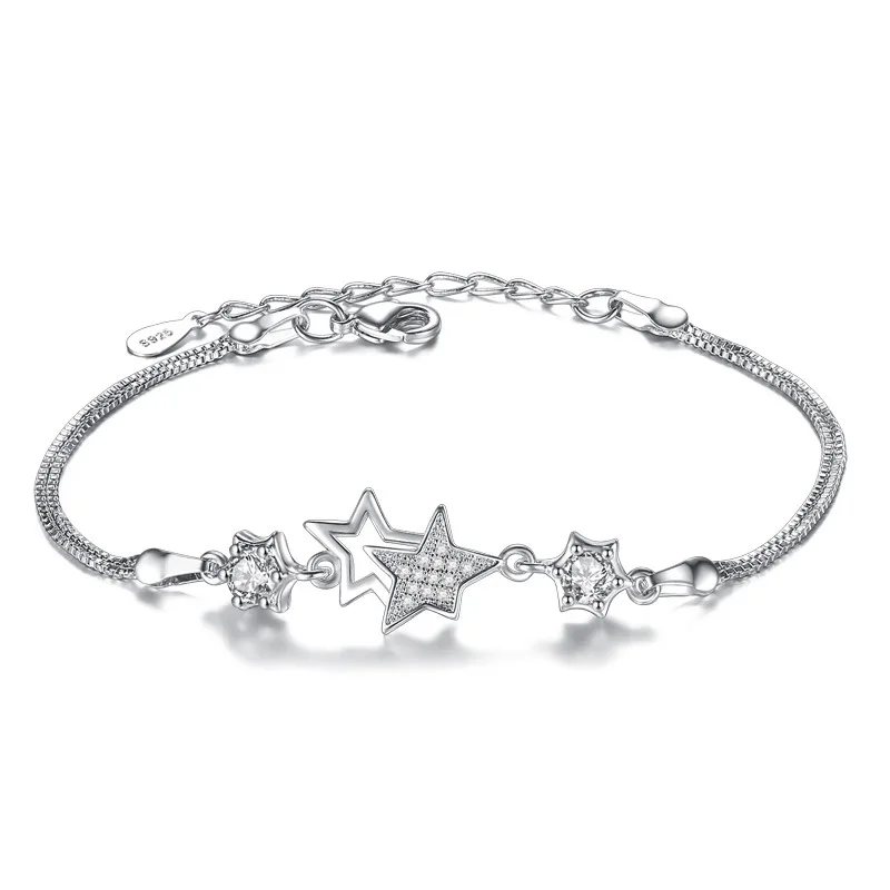 

2017 New Arrival Sterling Silver Simple Fashionable Five-pointed Star Bracelet For Woman bracelets & bangles Pulseira VBS4049