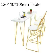  Louis Fashion Cafe Furniture Sets Nordic Gold Iron Chair Long Table Milk Tea High Bar Near the Wall Family Leisure Table 