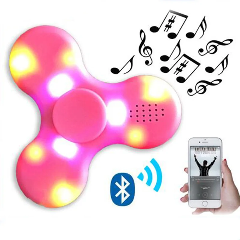 Mão Brinquedo Giratório com falante Sem Fio Bluetooth e Redutor de Estresse do DIODO EMISSOR de Luz Ultra Durável de Alta Velocidade do Rolamento Fidget Dedo