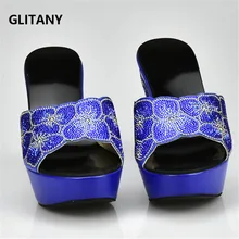 חדש הגעה רויאל כחול איטלקי גבירותיי סקסית גבוהה עקבים משאבות Rhinestones האחרון עיצוב גבירותיי משאבות אפריקאי סנדל נעל למסיבה(China)