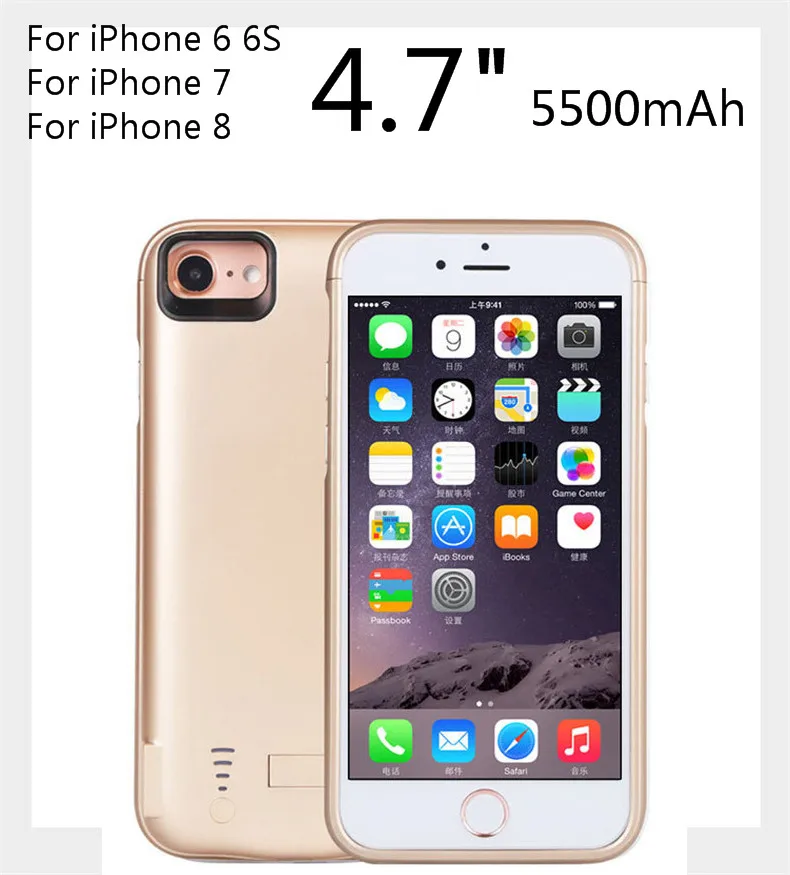Чехол для аккумулятора 8000 мА/ч для iPhone 6, 6 S, 7, 8 Plus, запасной внешний аккумулятор, чехол для зарядки iPhone X, 5000 мА/ч, чехол для зарядного устройства - Цвет: i7 Gold
