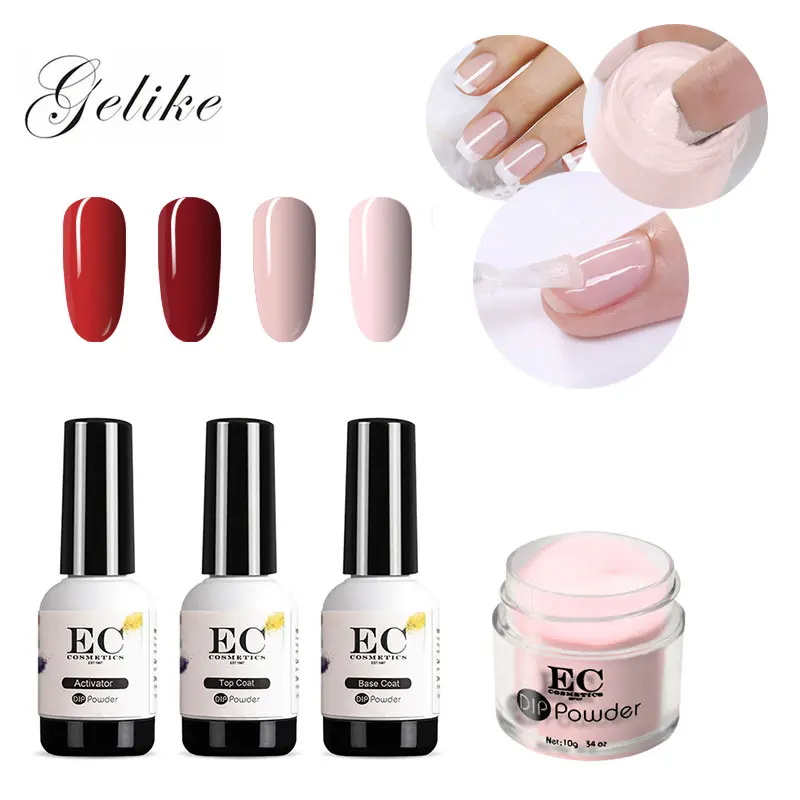 

Gelike 10gram/jar Colorful Dipping Powder Without Lamp Cure Nails Dip Powder Summer Gel Nail Color Powder Natural Dry nail dip