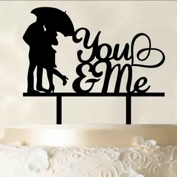 

You And Me Wedding Cake Topper,Bride and Groom anniversary Silhouette Cake Topper,Umbrella Couple Wedding Decoration Supplies