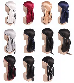 

Muslim Silk Satin Long Tailed Scorpion Pirate Hat Scarf Hijab Bonnet Cap Printing Headscarf Fashion Islamic Turban Long Scarf