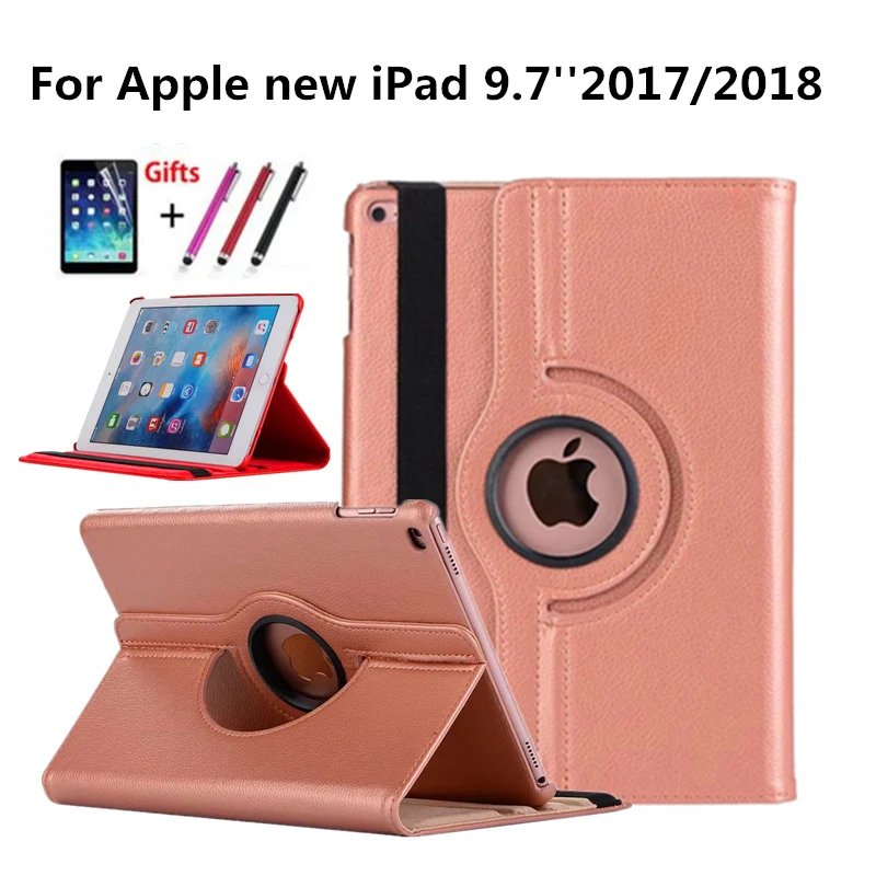 

360 Degree Rotating Cover For Apple iPad 2017 2018 Model A1822 Leather case para for iPad air 9.7 Cover Funda Stand Shell+Film