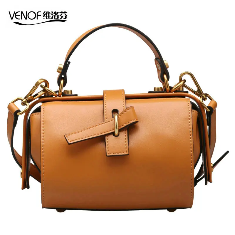

VENOF 2018 luxury handbags women bags designer retro small doctor bag women split leather ladies shoulder bag mini Messenger bag