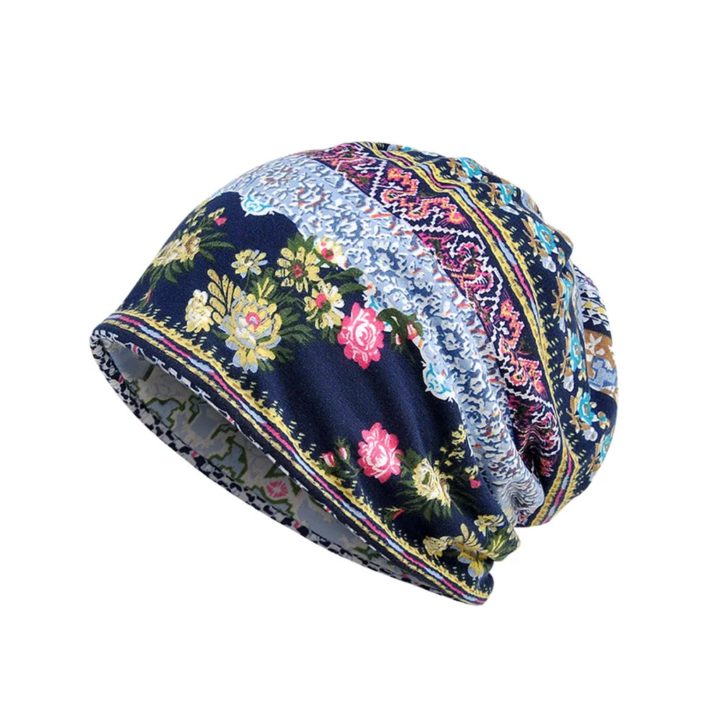

Unisex Print Hat Ruffle Cancer Hat Beanie Scarf Collar Turban Head Wrap