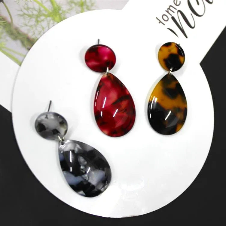 

Bohemian Earrings Drop-shaped Titanium Needle Acetic Acid Colorful Tortoiseshell Earrings Simple Temperament for Women Earrings