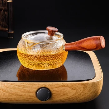 

Kung Fu Teapot Side Pot Wooden Handle Boiled Teapot Glass Hammer Pot Filter Thickened High Temperature Black Teapot