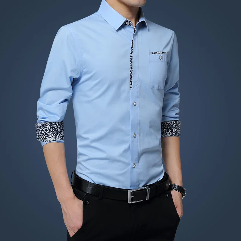 

2018 ! Spring and Autumn New Men's Shirt Business Large Size Casual Fashion Solid Color Slim Men's Long-sleeved Overalls Shirts