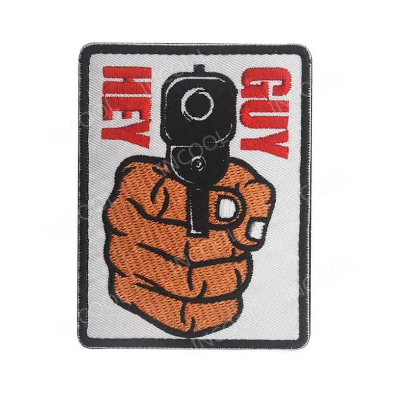 

HEY GUY Embroidery Patch Funny Military Tactical Morale Patches Emblem Appliques Decorative Embroidered Badges Drop Shipping