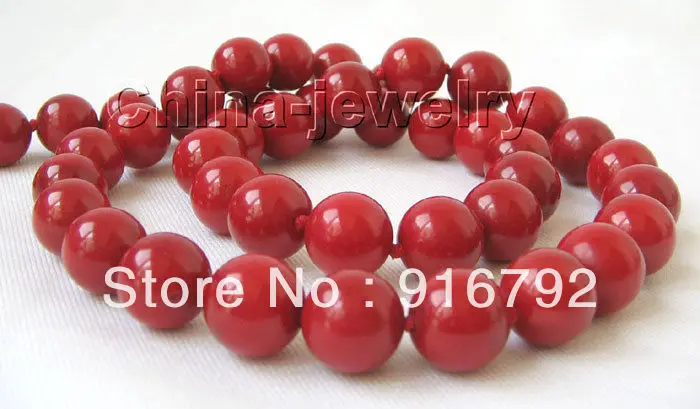 

AAA 21" 10-11mm 100% perfect round red coral necklace - 14k gold filled clasp