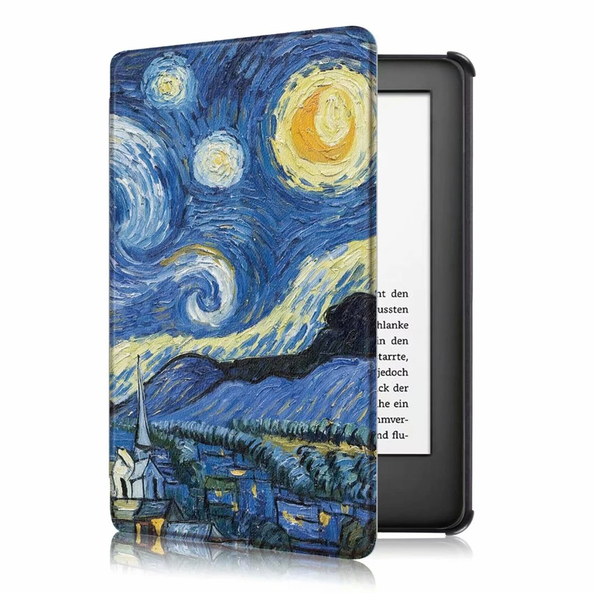 Для Amazon Kindle из искусственной кожи чехол с принтом тонкий 6 ''Электронная книга E-reader Kindle 10th 658 Smart Wake Up