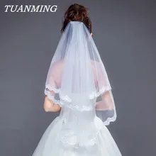 Кружево для свадебной вуали, два слоя Аппликации, кружевная мягкая свадебная вуаль с расческой, белый/цвета слоновой кости, свадебные аксессуары, вуаль для свадьбы