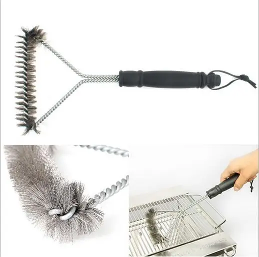 20pcs new Non-stick Barbecue Grill BBQ Brush Stainless Steel Wire Bristles Cleaning Brushes Handle Durable Cooking BBQ Tools