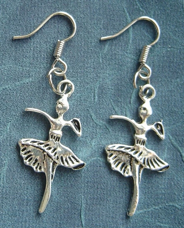 

40 Pair Fashion Jewelry Vintage Silver Ballet Girl Charm Pendants Statement Sterling 925 Earrings For Womens Accessories C230