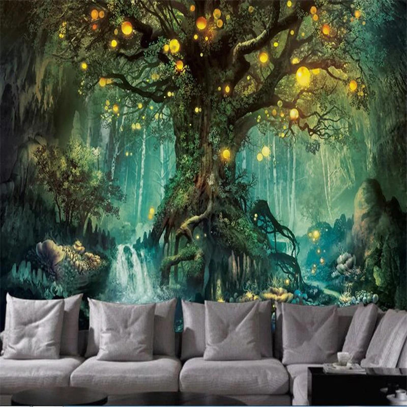 Us 8 55 43 Off Beibehang Mural Custom High End Aesthetic Fantasy Forest Wishing Tree 3d Wallpaper Living Room Walls Wallpaper For Walls 3 D In