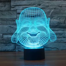 Дизайн лампа Будды декоративный ночник статуя 3D свет ребенок визуальный светодиодный ночной светящийся Будда дети светодиодный 7 цветов Изменение