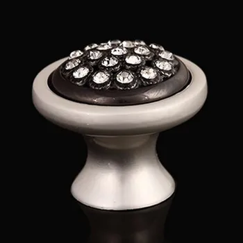 

silver drawer cabinet knob pull black dresser cupboard door handle fashion deluxe glass diamond furniture decoration knos handle