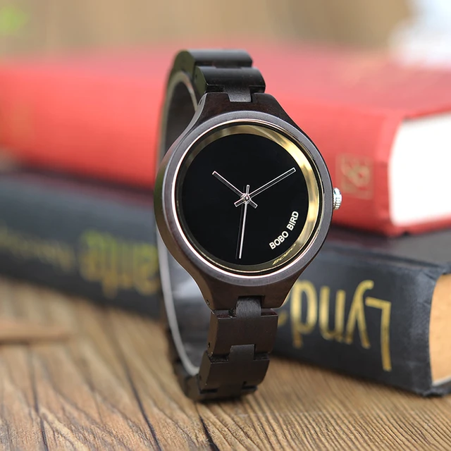 BOBO BIRD P16 Simple Women Wooden Watches Classic Black Dial Ladies Quartz Dress BOBO BIRD P16 Simple Women Wooden Watches Classic Black Dial Ladies Quartz Dress