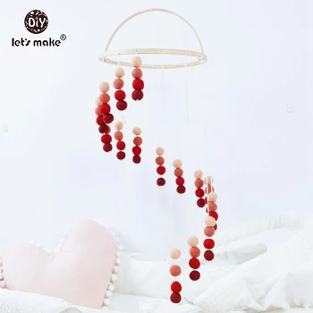 

Let's make Bed Bell Red Gradient Baby Mobile Baby Crib Mobile Nursery Cot Gender Neutral Monochrome Felt Ball Baby Gift Rattle