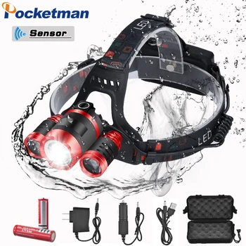 

Powerful sensor headlight LED T6 Headlamp Head Lamp Fishing lighting bicycle Light Flashlight Torch Lantern For Camping light