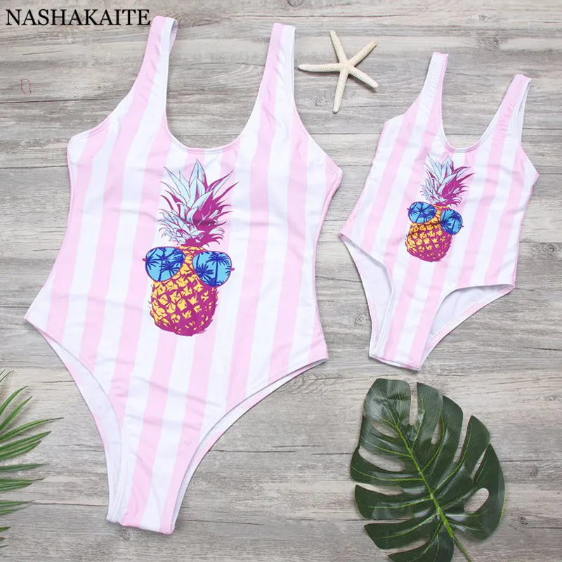 

Swimsuit Mother Daughter Pineapple Print One Piece mae e filha Summer Beach Mommy and me swimsuit Matching Swimwear Bathing Suit