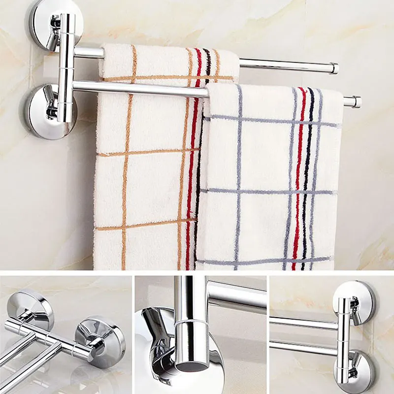 الفولاذ المقاوم للصدأ تخزين الرف 360 درجة دوران منشفة البارات المنزل التخزين رف الحمام المنظم