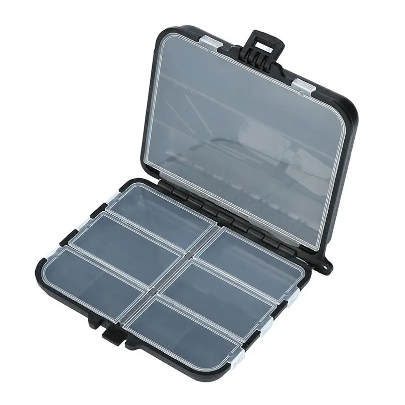 

10 Compartments Plastic Fishing Tackle Box Waterproof Double Sided Lure Bait Hook Storage Box Case Fishing Gear 2M08
