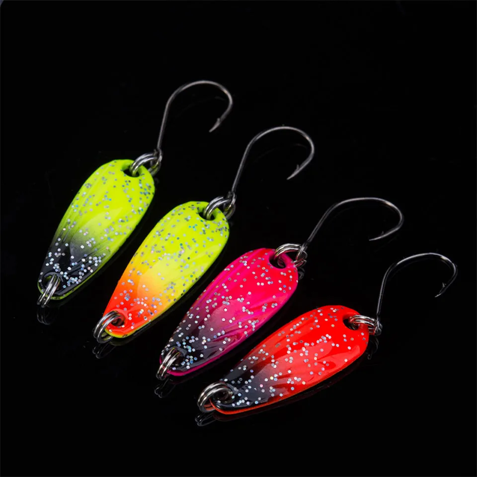 4PCSLot mix colors 2.8cm 2.5g fishing spoon lure swim bait artificial lure fishing jig lure single hook pike lure bass tackle