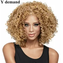 Sherri Shepherd Hairstyle Short Curly Synthetic Hair Wigs For African American Black Women Black Mix Brown Hair Curly Bob Wig